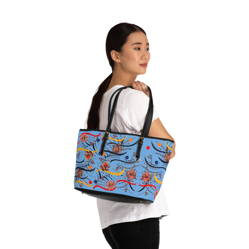 Sky Blue Wilderness PU Leather Shoulder Bag