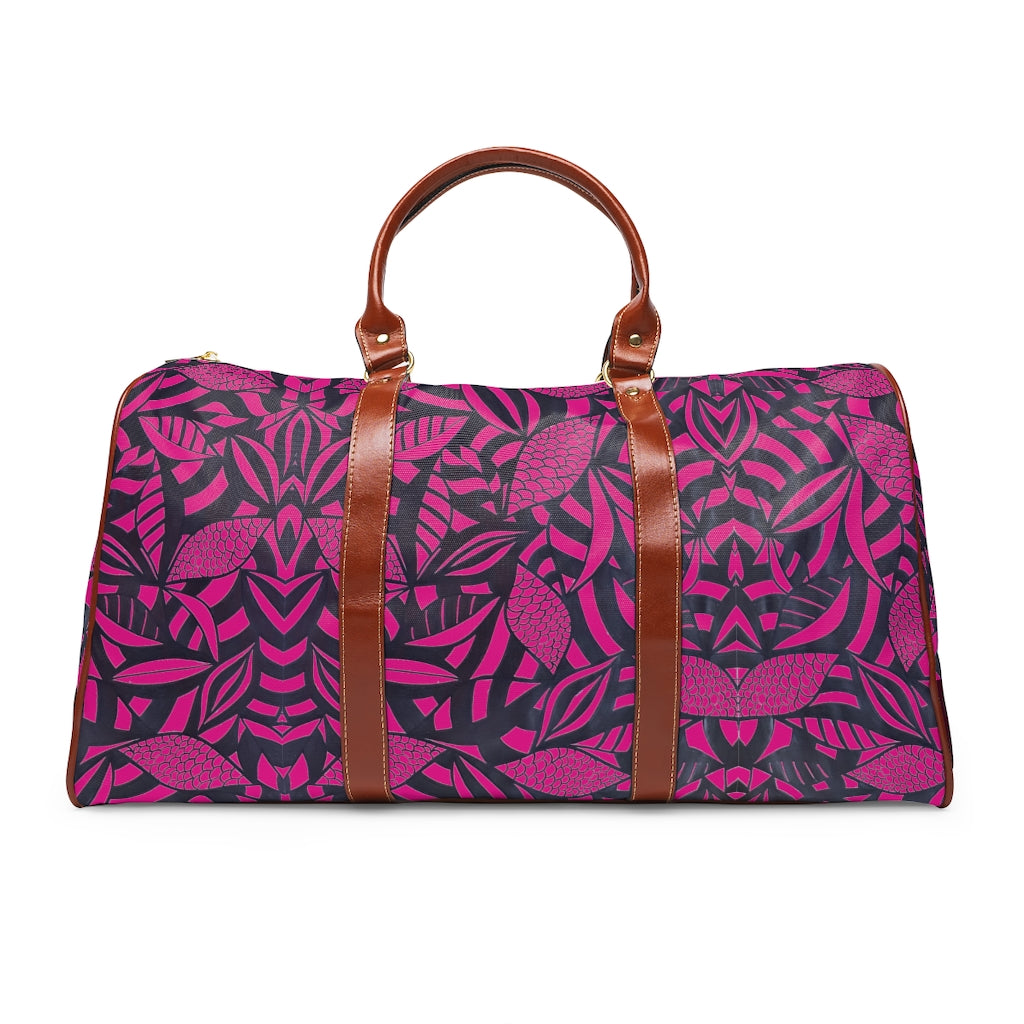 Hot Pink Tropical Minimalist Waterproof AOP Travel Bag