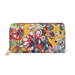 yellow graphic floral pop wallet