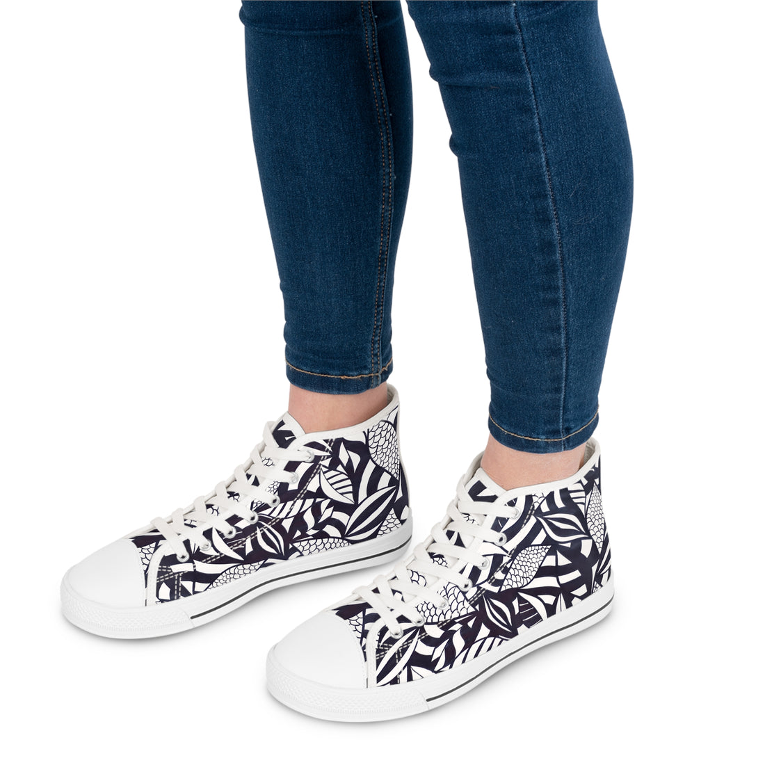 White Tropical Minimalist Women's AOP High Top Sneakers