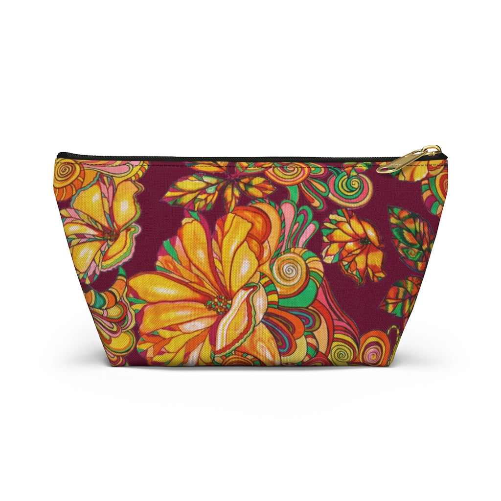 Marsala Artsy Floral Accessory Pouch