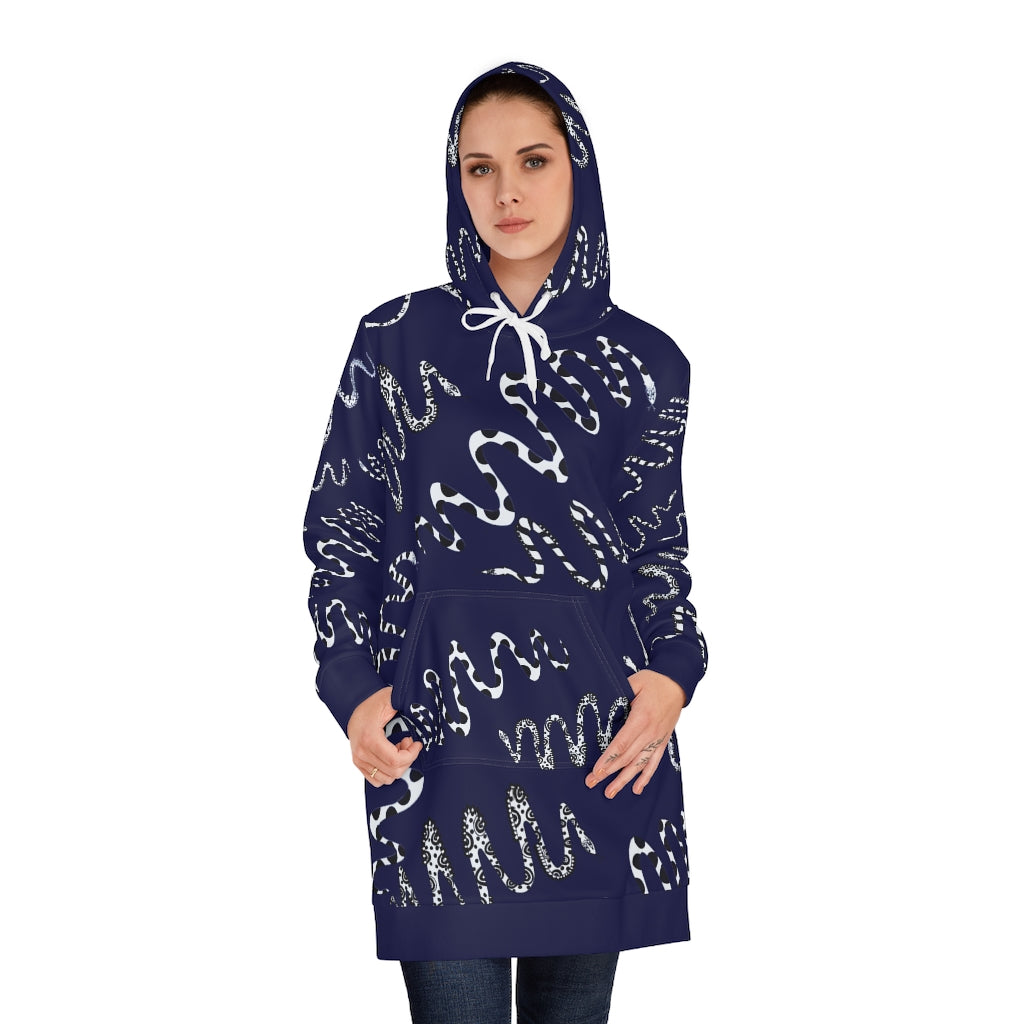 Ink Snake Print Hoodie Dress