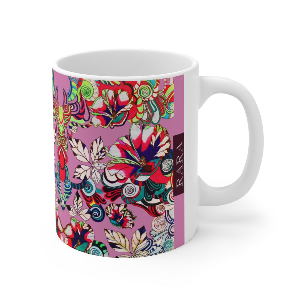 Floral Art Mauve Mug 11oz