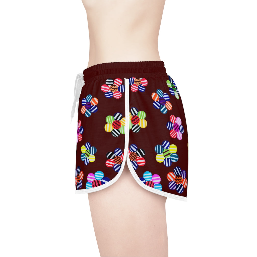 Marsala Candy Florals Relaxed Shorts