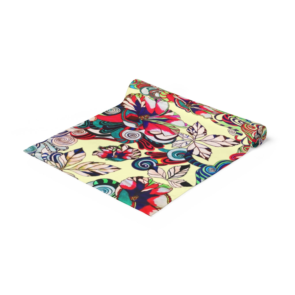 Artsy Floral Pop Cream Table Runner