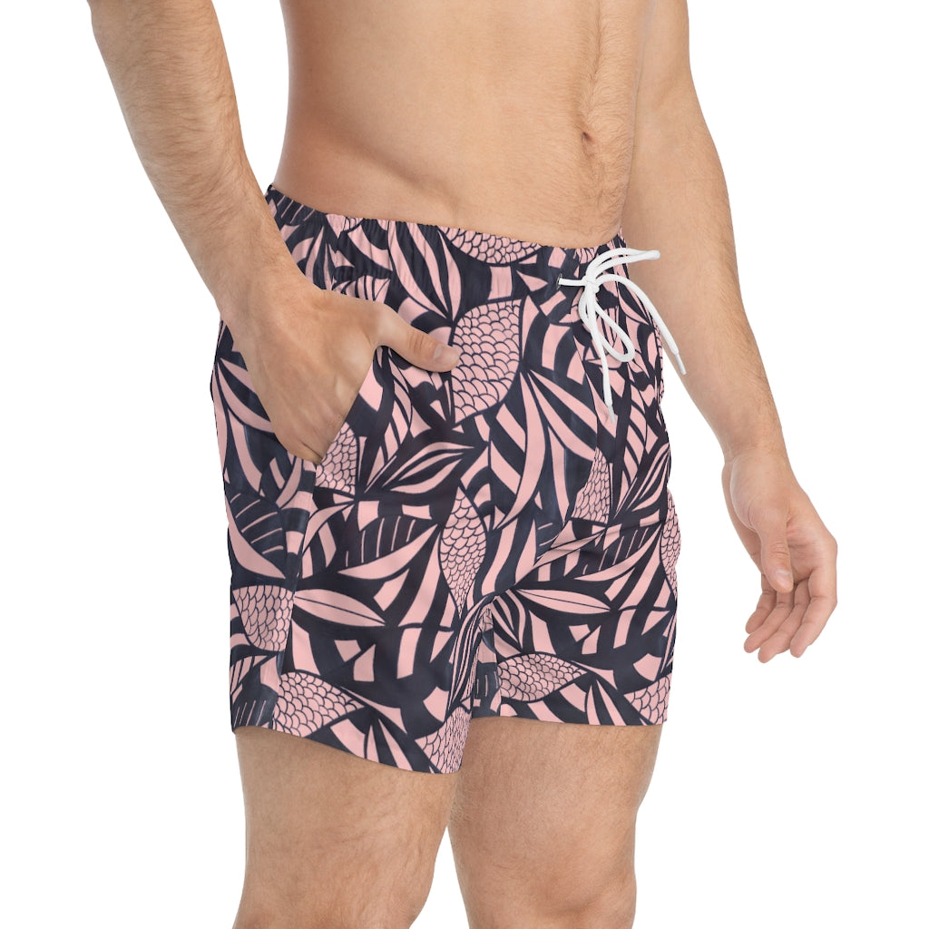 Blush Tropical Minimalist Men's Swimming Trunks