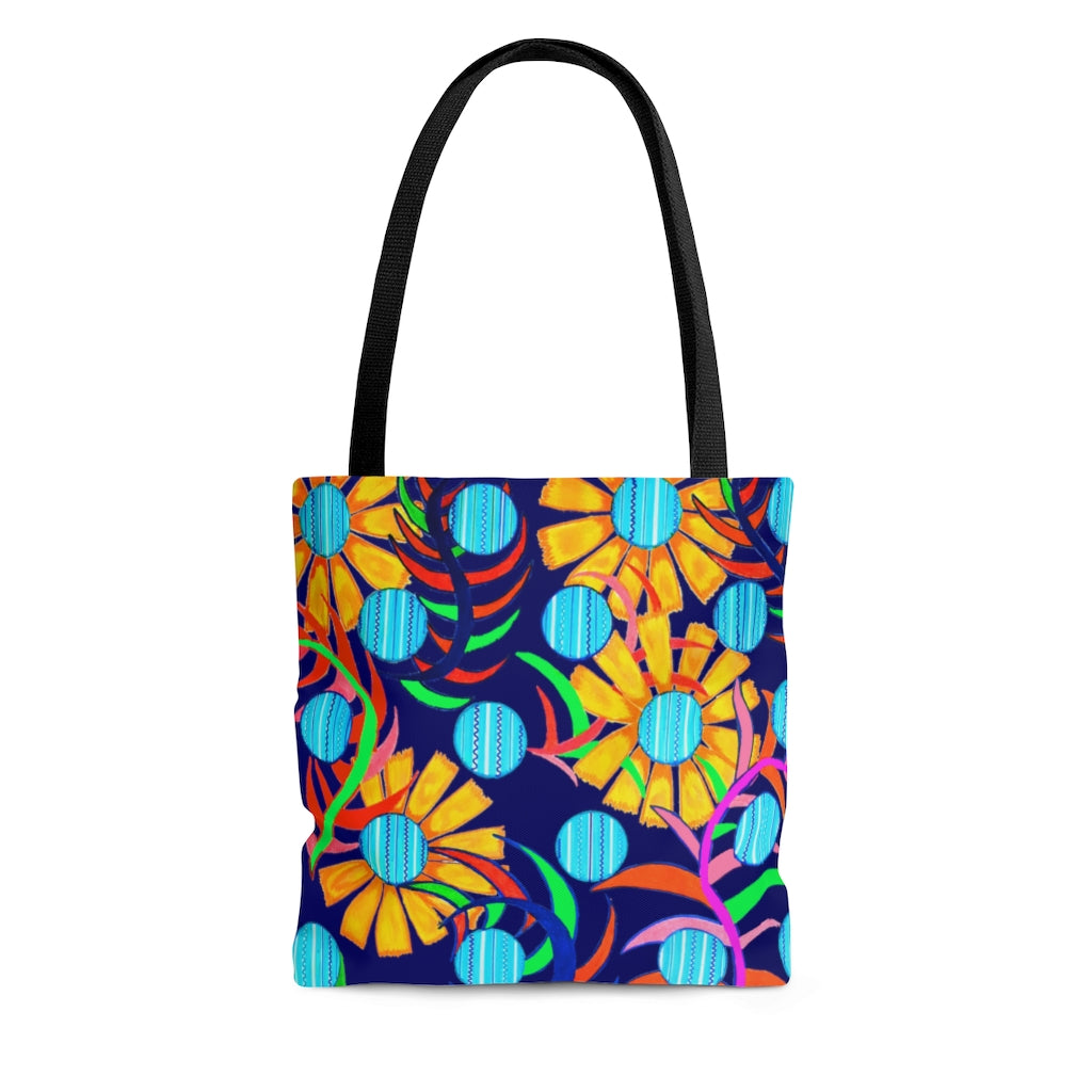 AOP The Sunflower Ink Blue Tote Bag