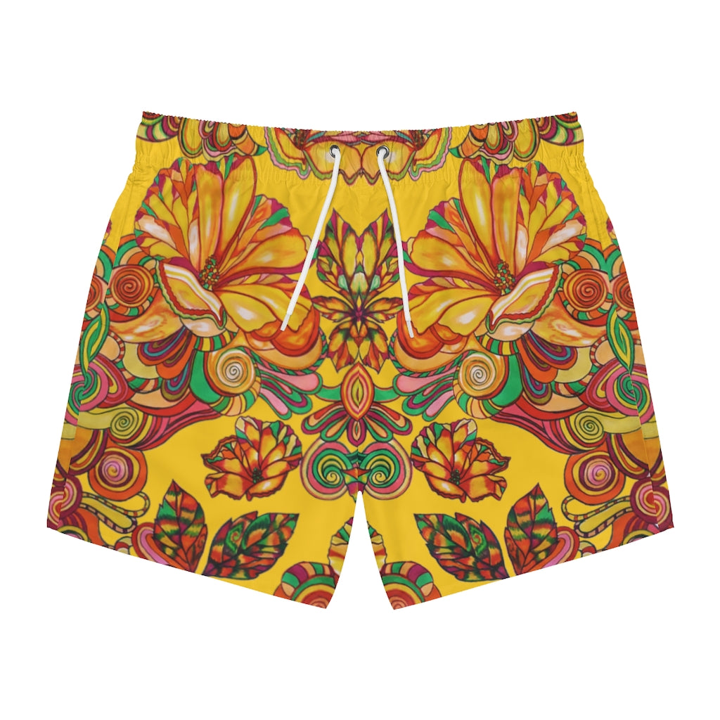 Floral Men's Yellow Swimming Trunks