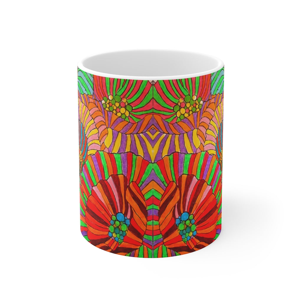 Wild Flower Orange Ceramic Mug 11oz