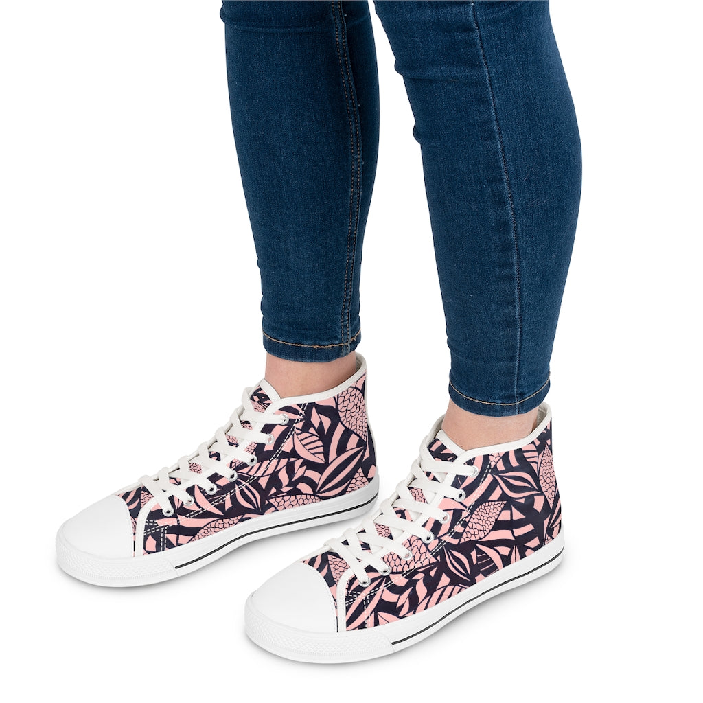 Blush Tropical Minimalist Women's High Top Sneakers