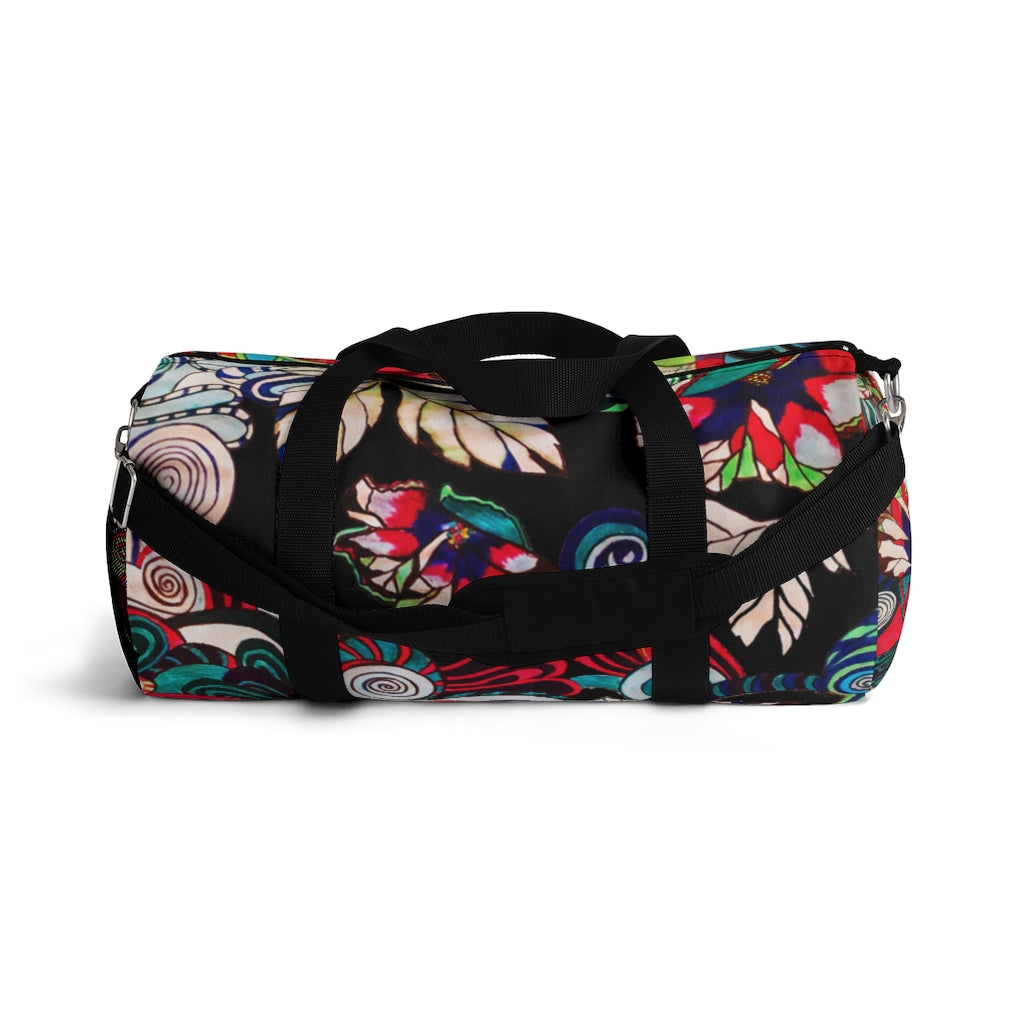 Artsy Floral Pop Black Duffel Bag