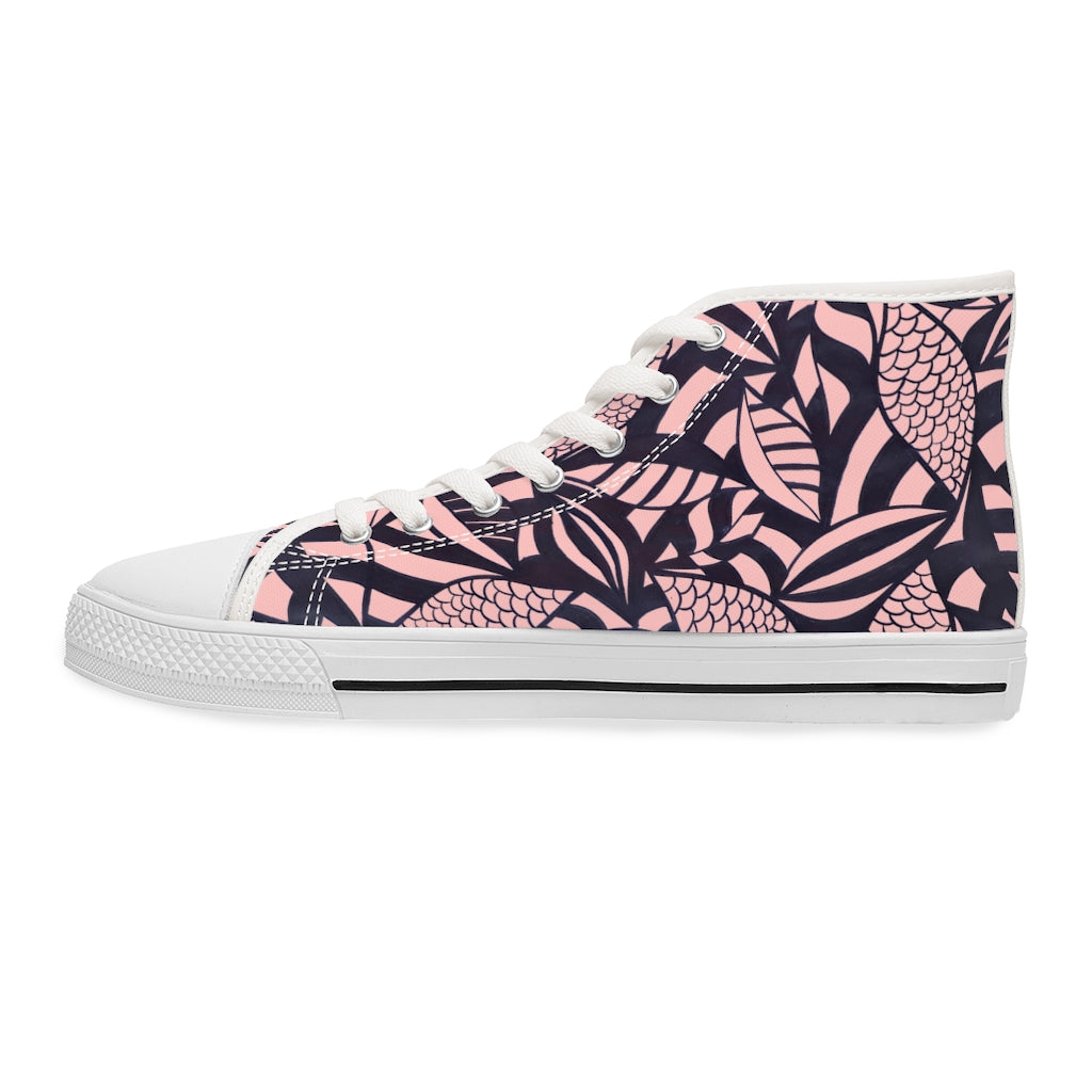 Blush Tropical Minimalist Women's High Top Sneakers