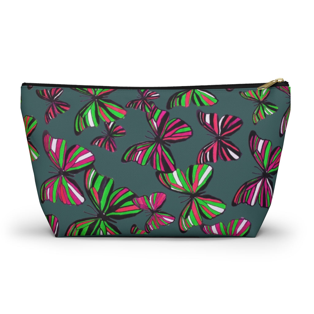 Butterflies Military Green Accessory Pouch