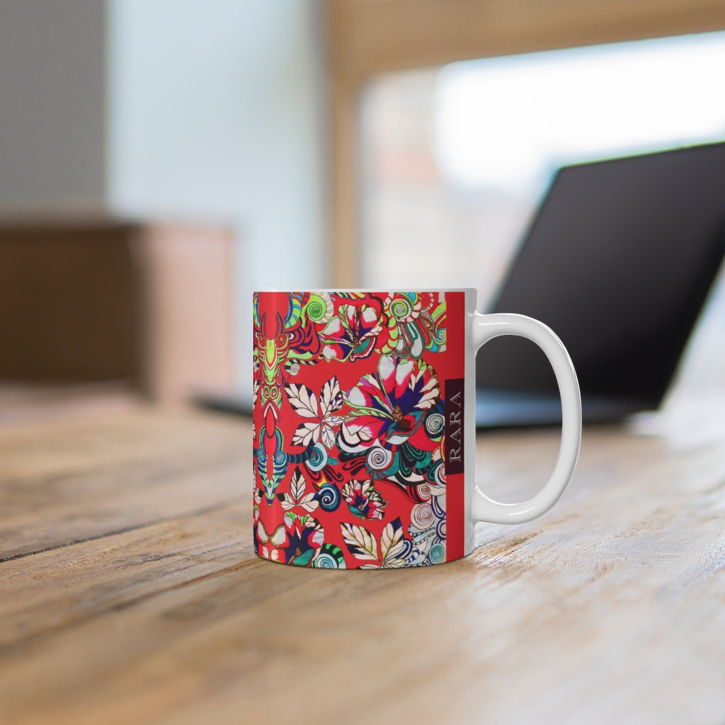 Floral Art Red Mug 11oz