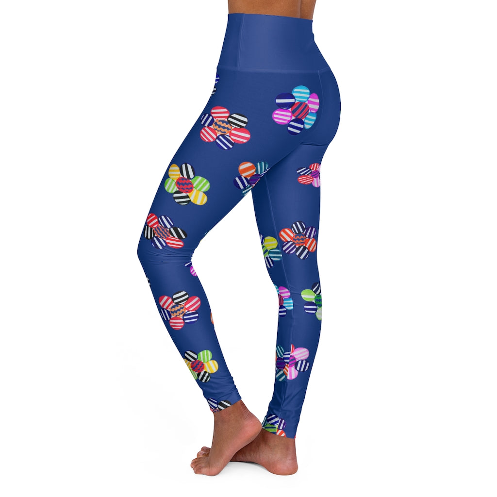 Blue Candy Florals Yoga Leggings