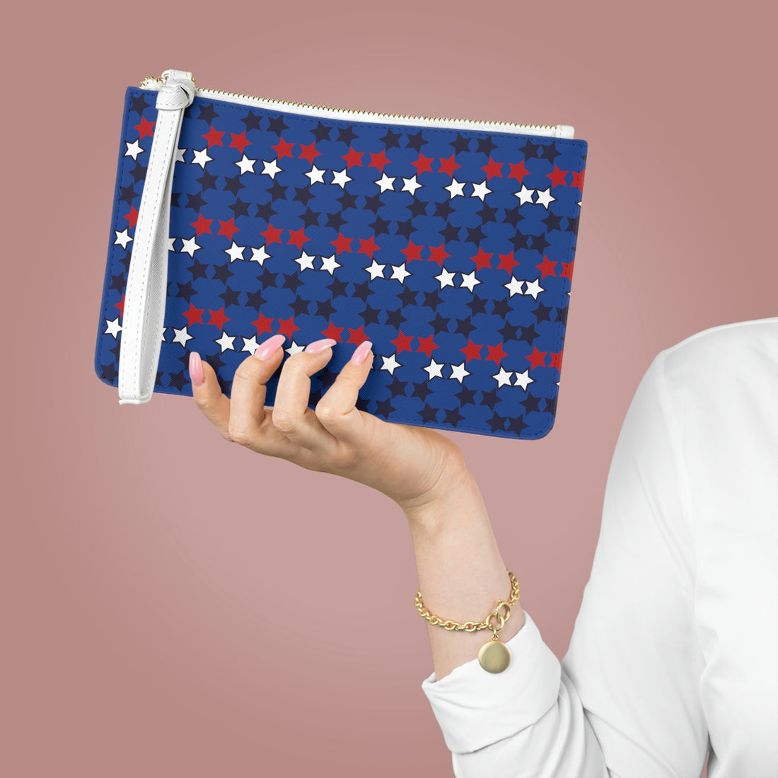 Royal Blue Star Print Clutch Bag