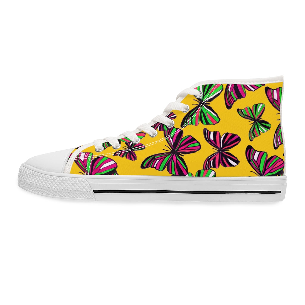 Yellow Butterflies Women's High Top Sneakers