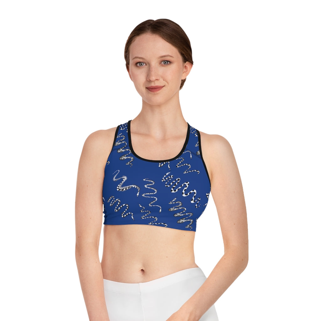 Blue Snake Print (AOP) Sports Bra