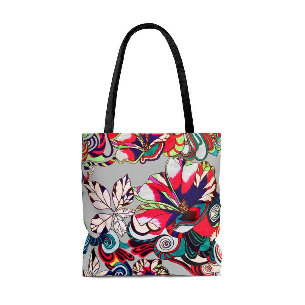 AOP Artsy Floral Pop Slate Tote Bag