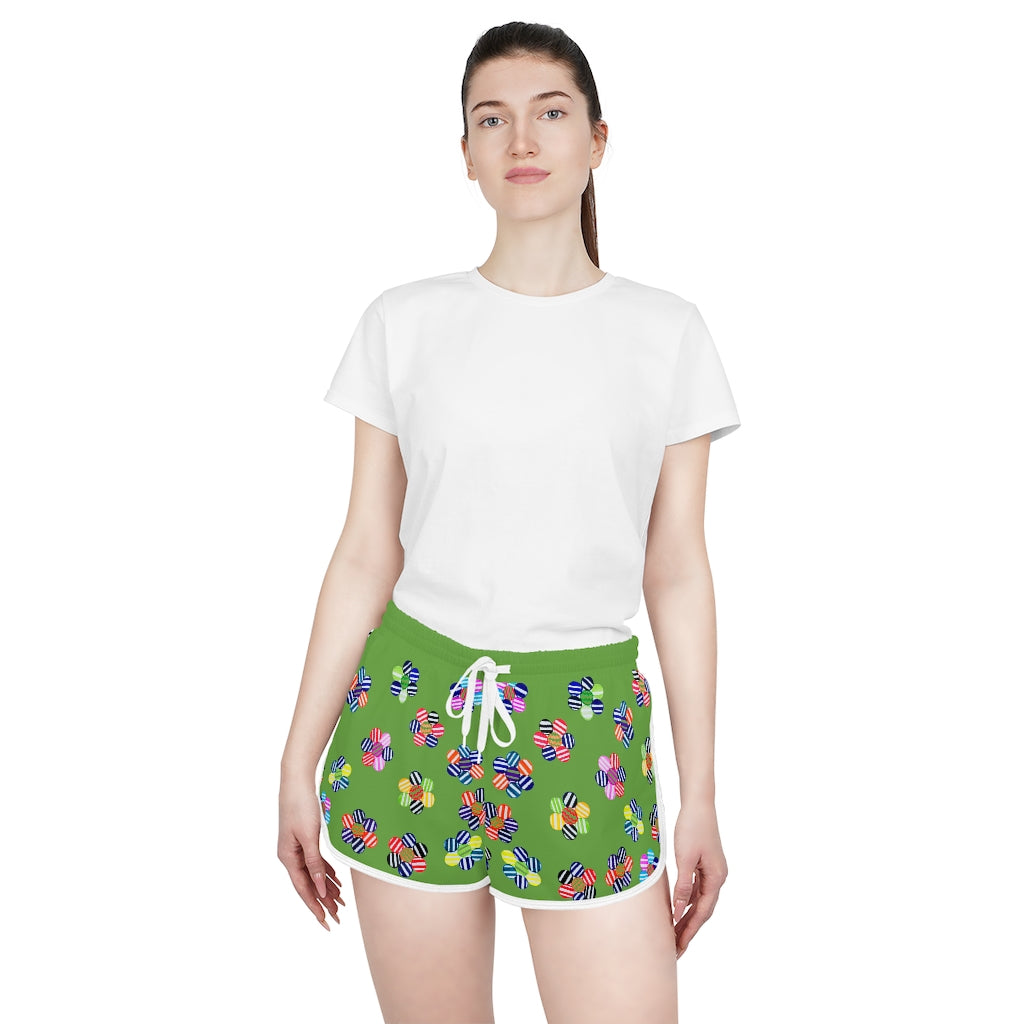 Olive Candy Florals Relaxed Shorts