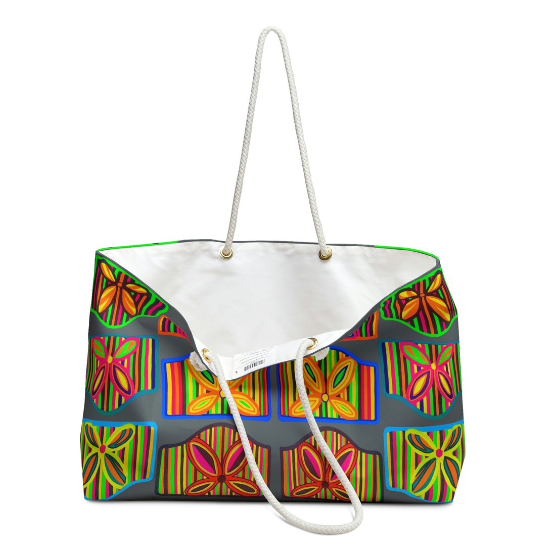 ash deco print beach open tote bag