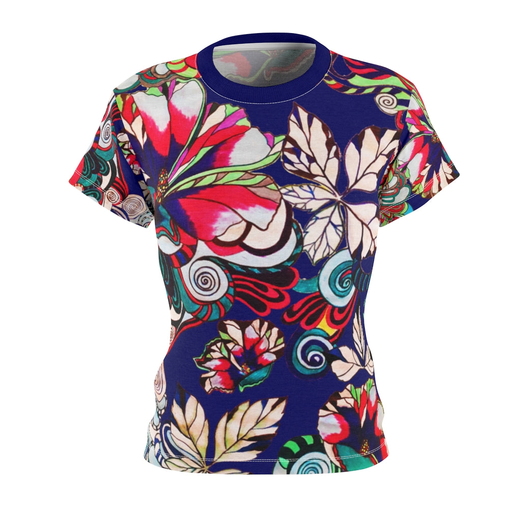 Graphic Floral AOP Navy T-Shirt