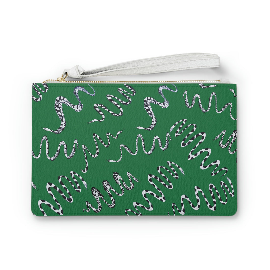 Green Snake Print Clutch Bag