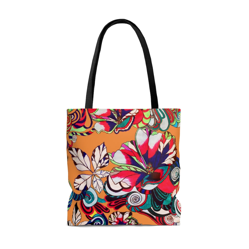 AOP Artsy Floral Pop Peach Tote Bag