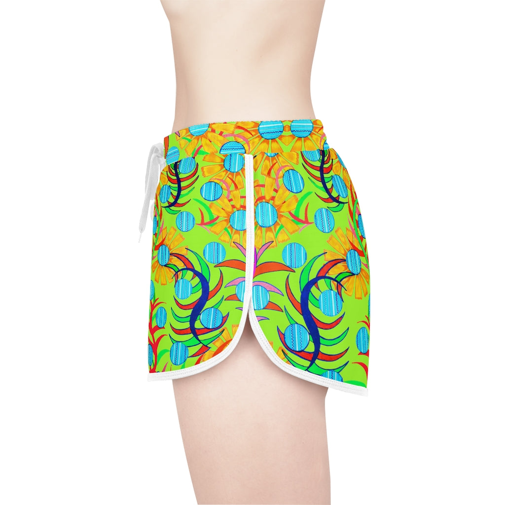 Lime Green Sunflower Relaxed Shorts