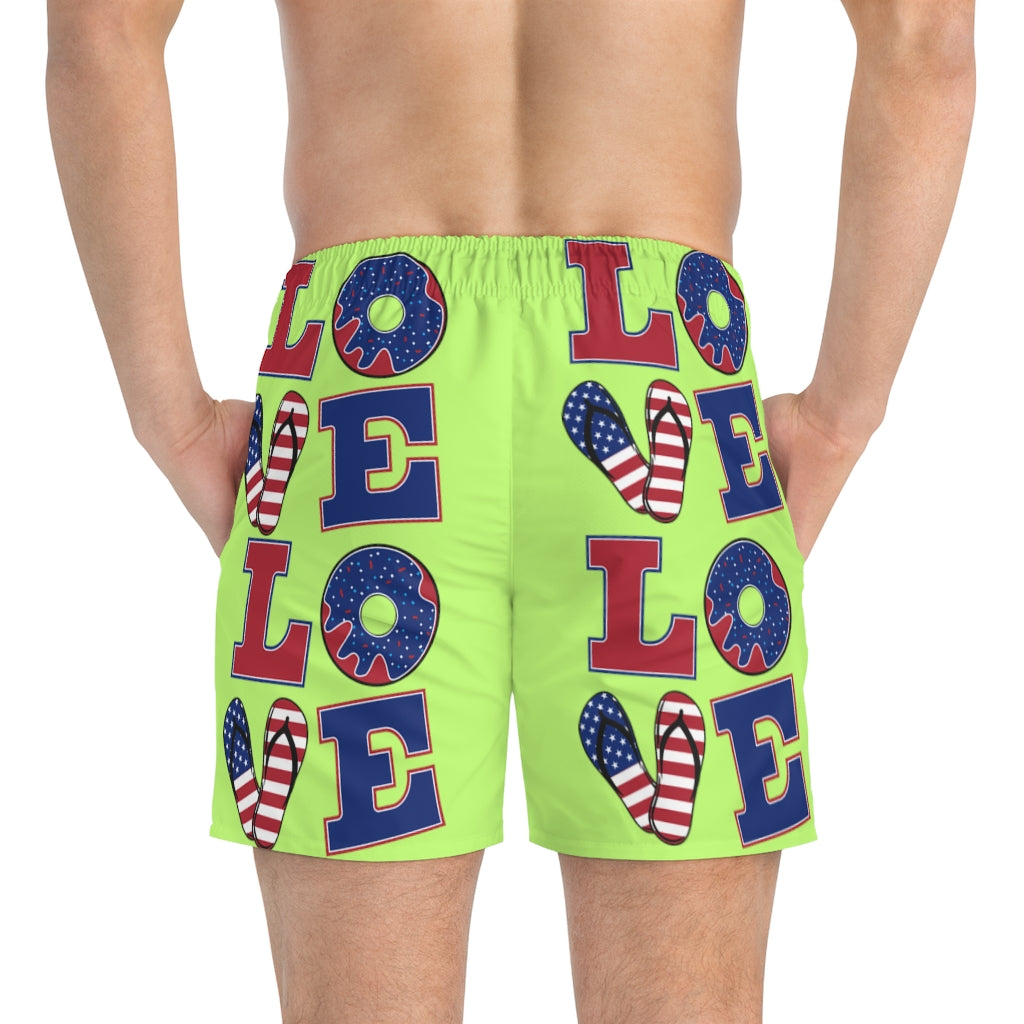 Men's American Love Lime Swimming Trunks