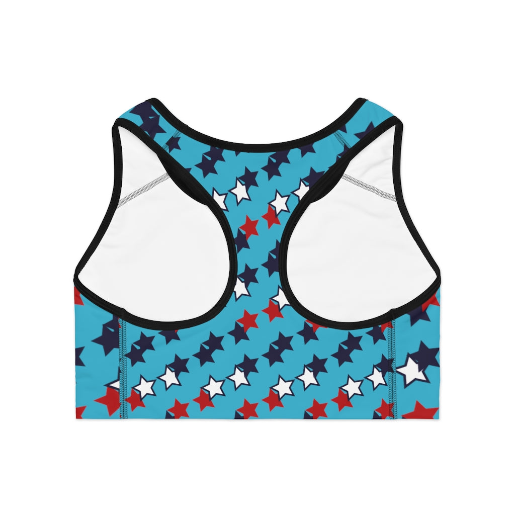 Aqua Star Print (AOP) Sports Bra