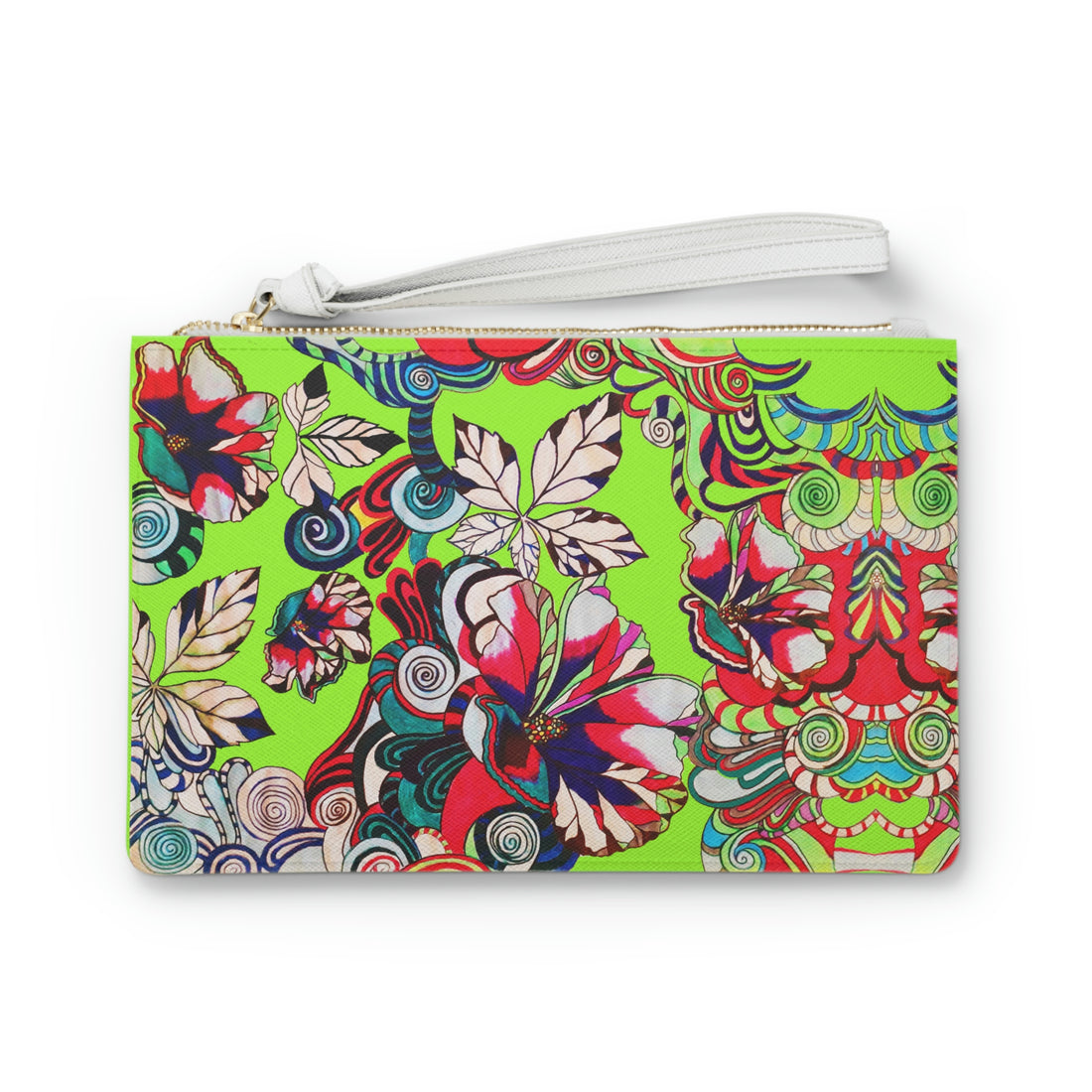 Lime Green Floral Pop Clutch Bag