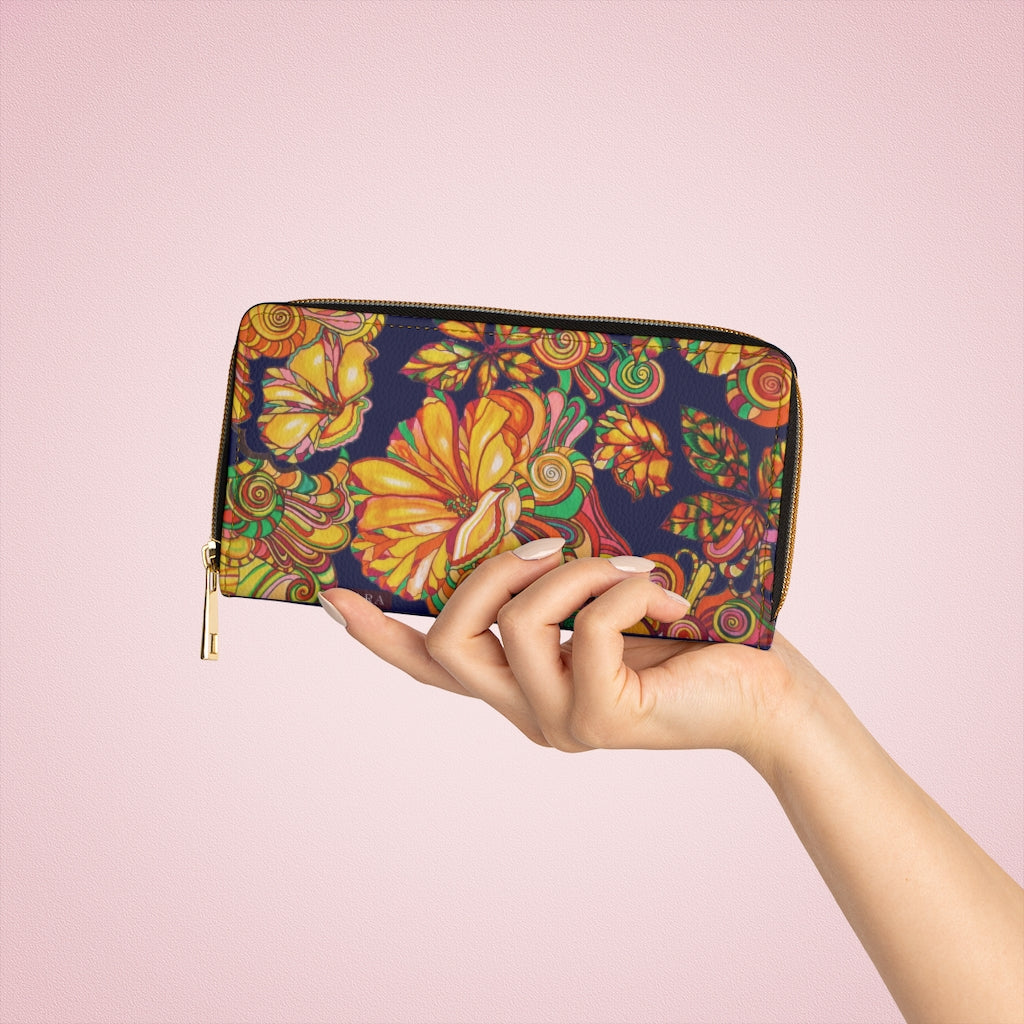 Ink Artsy Floral Zipper Wallet