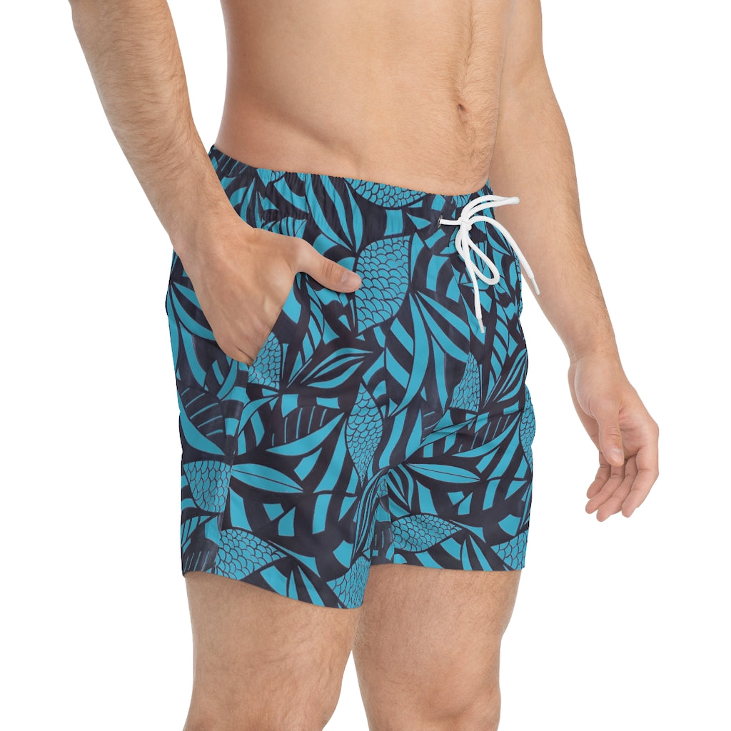 Aqua Tropical Minimalist Men's Swimming Trunks