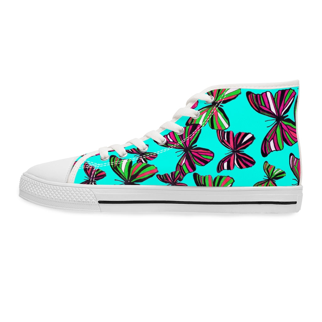 Cyan Butterflies Women's High Top Sneakers