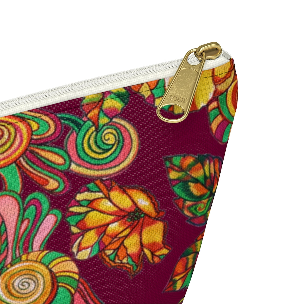 Marsala Artsy Floral Accessory Pouch