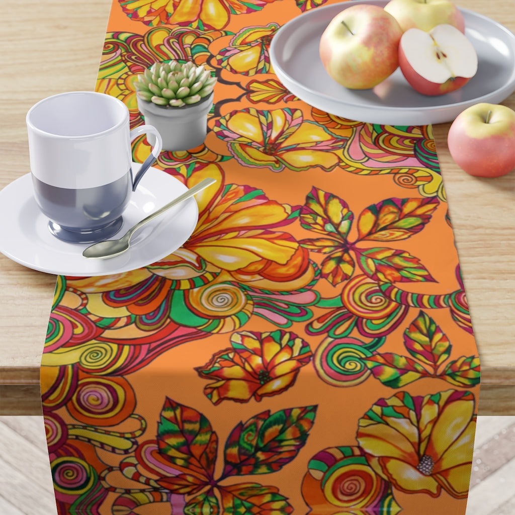 Artsy Floral Peach Table Runner