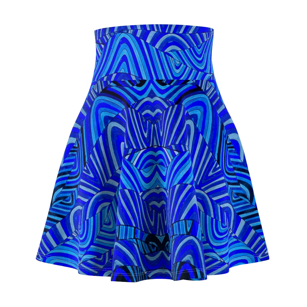 electric blue psychedelic print skater skirt