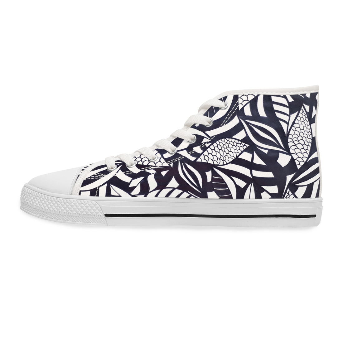 White Tropical Minimalist Women's AOP High Top Sneakers