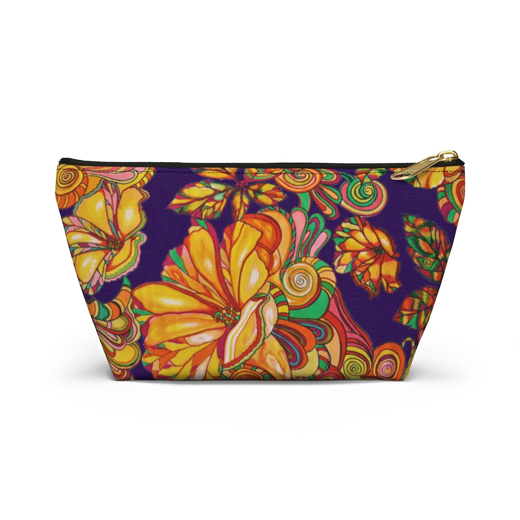 Violet Artsy Floral Accessory Pouch