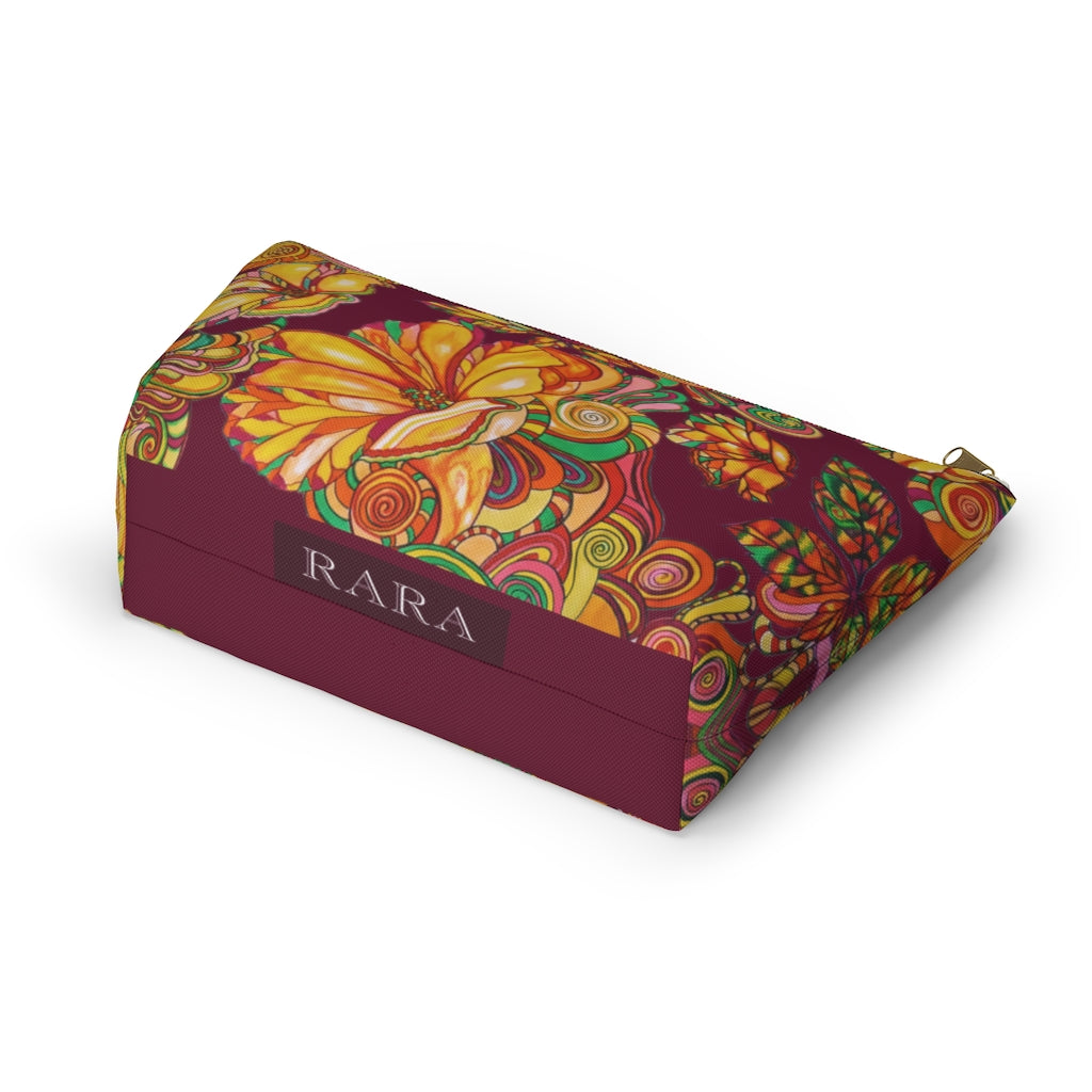 Marsala Artsy Floral Accessory Pouch