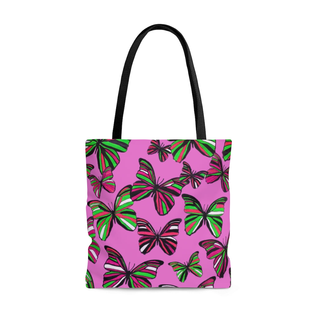 AOP Butterflies Rose Tote Bag