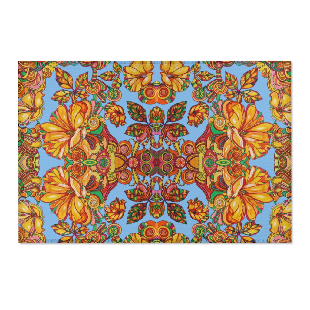 Artsy Floral Sky Area Rug