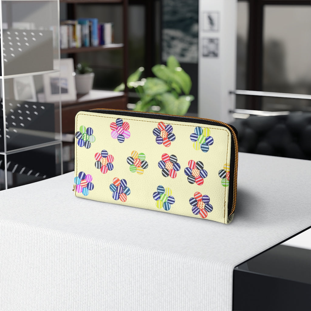 cream floral print clutch wallet