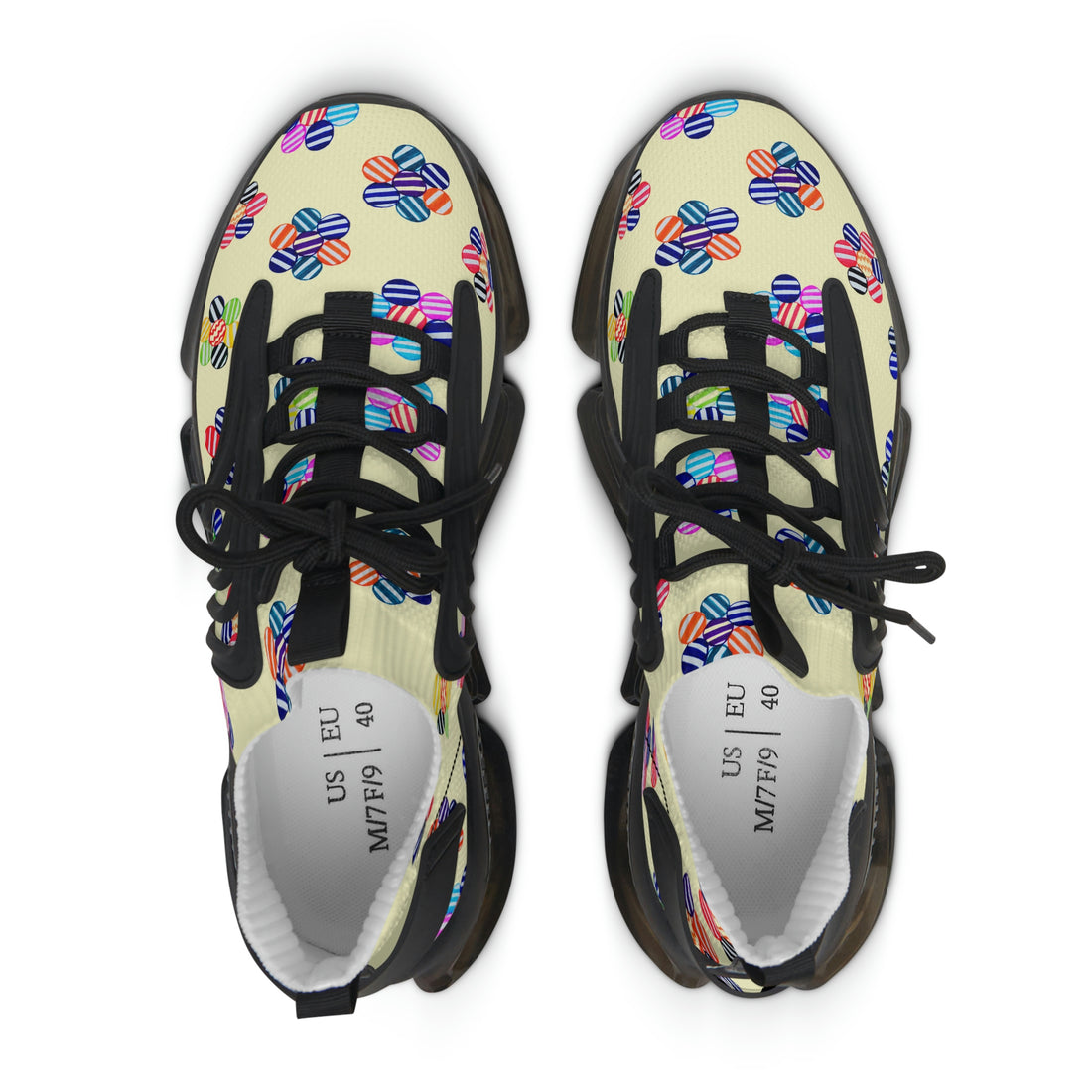 Cream Candy Floral Printed OTT Women's Mesh Knit Sneakers