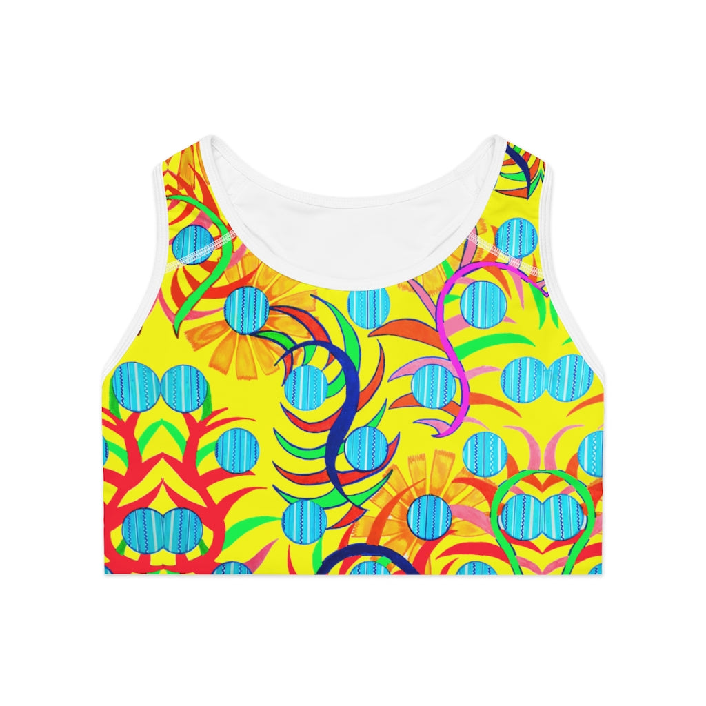 Canary Sunflower Print (AOP) Sports Bra