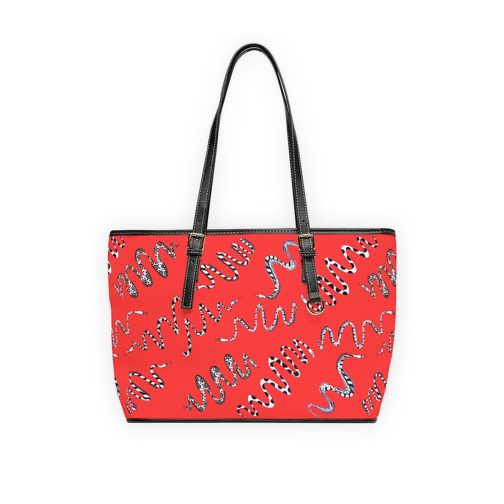 vermillion snake print handbag