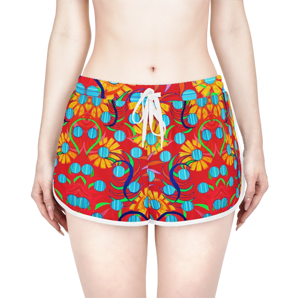 Red Sunflower Relaxed Shorts