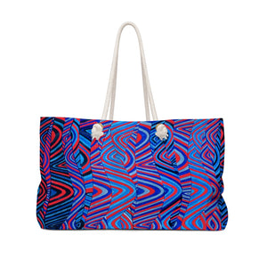 red & blue psychedelic print weekender oversized tote bag