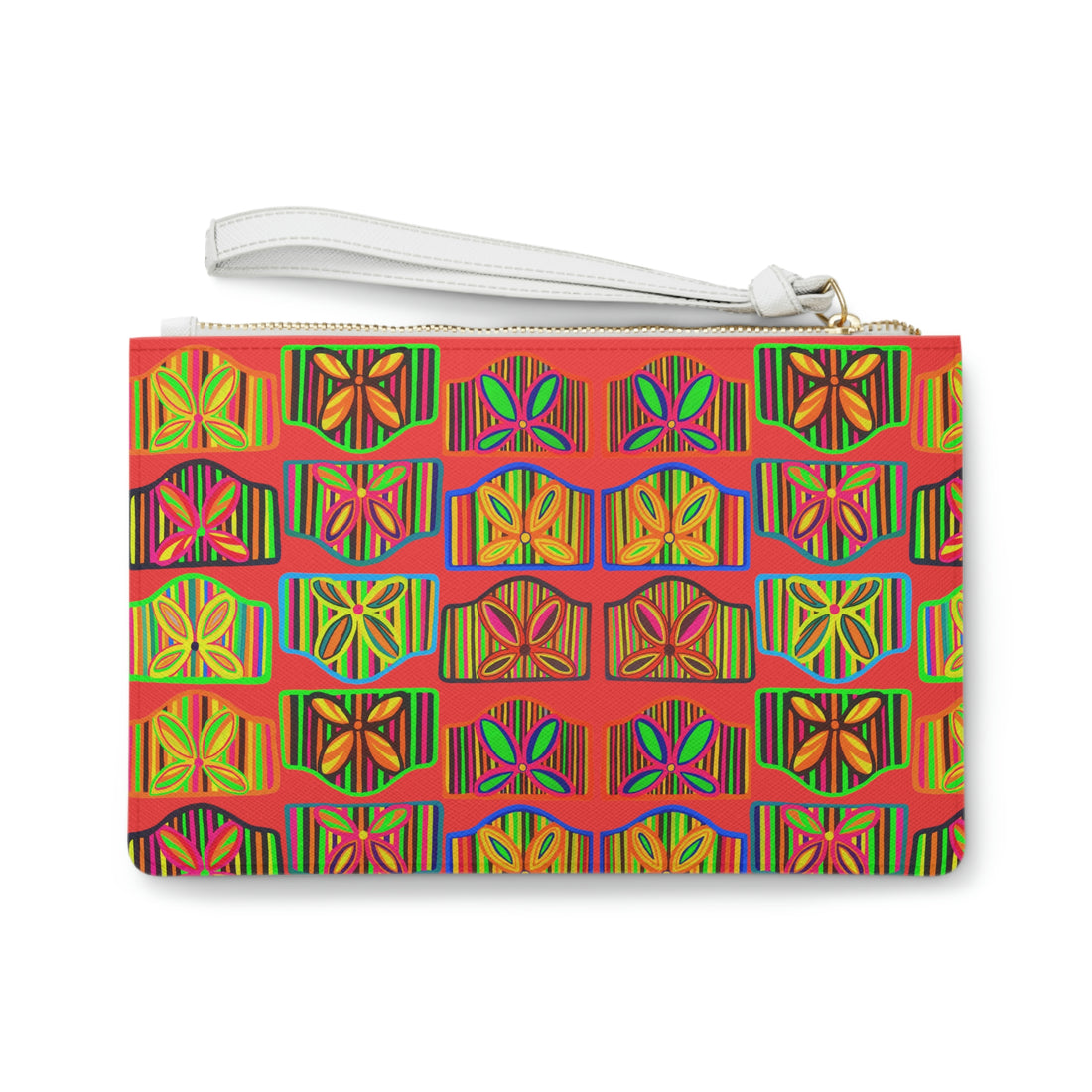 Vermillion Deco Print Clutch Bag